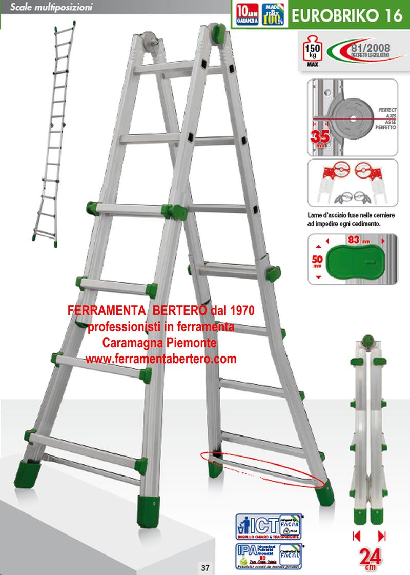 SCALA EURO BRIKO BK ALLUMINIO FACAL TELESCOPICA VARIE MISURE ALTEZZA